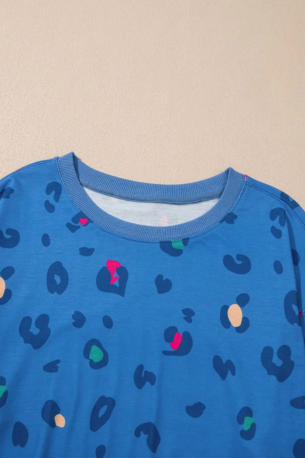 Sky blue leopard print pullover - Love Salve